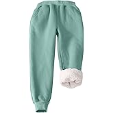 Flygo Girls Boys Fleece Joggers Sweatpants Sherpa Lined Winter Warm Elastic Waist Jogger Pants with Pockets