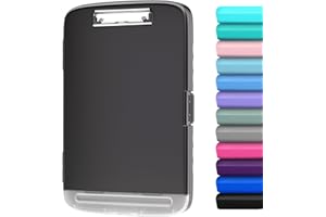 YEAHVIY Clipboard with Storage, Large Capacity Nursing Clipboards with Low Profile Clip, Heavy Duty Plastic Storage 8.5x11 Clip Board with Pen Holder, Side-Opening, A4 Organization Box for Writing