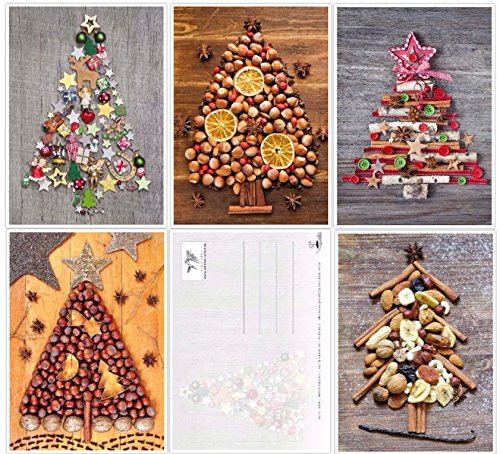 CHRISTMAS TREES pack of 50 nostalgic christmas postcards, 5 different designs, 10 cards each (5,8 x 4,1 inch)