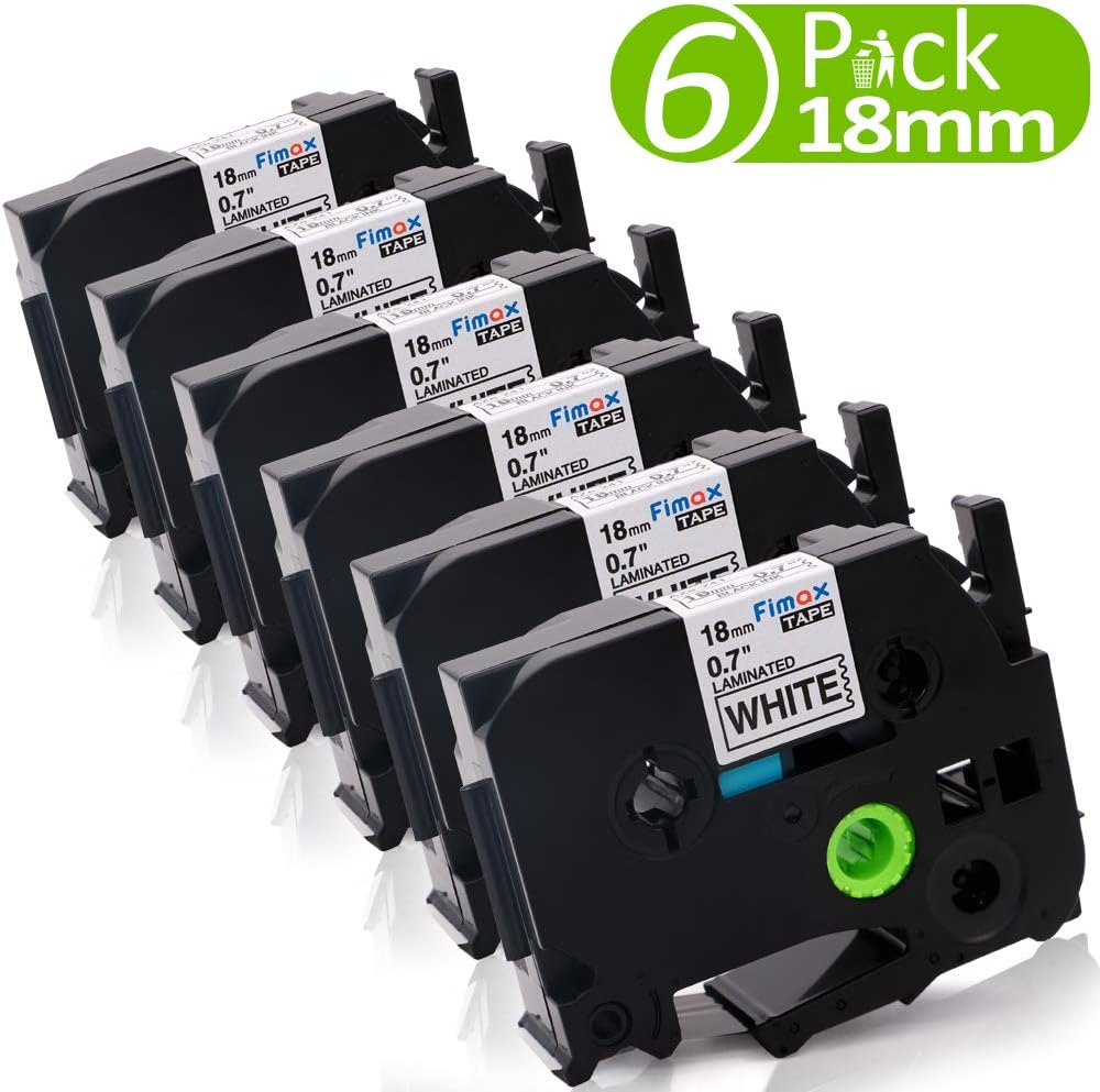 Fimax Compatible Label Tape Replacement for Brother P-Touch TZe-241 TZ-241 TZe241 18mm 0.7 Black on White Tape Cassette for Ptouch PT P700 D400 P710BT D450 Label Marker, 6P