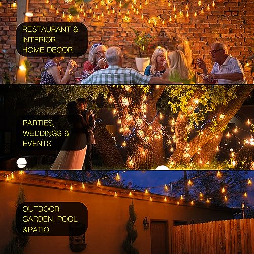 OHLUX Outdoor String Lights,180FT Shatterproof Patio Lights with 94 Dimmable ST38 LED Vintage Edison Bulb,Weatherproof 2200K Connectable Outside Hanging Lights for Deck Porch Cafe Garden Yard