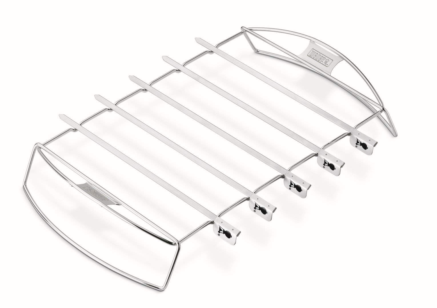 Weber Shashlik/Kebab Set, Consists of 5 Stainless Steel Skewers & Rack, fits All Charcoal Grills from Ø 57cm & Gas Grills from Q2000 Series or Larger, Stainless Steel - Silver (6606)