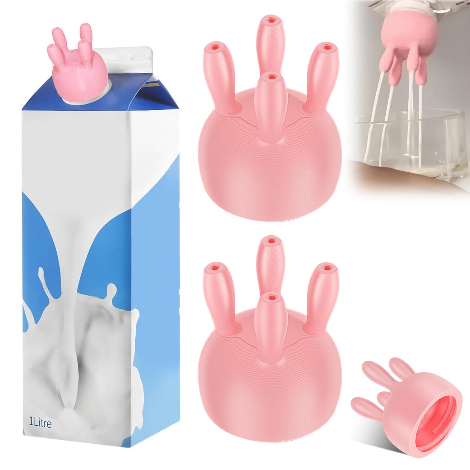 Photo 1 of 2025 Upgrade Cow Udder Milk Carton Cap, Kitchen Utilities 3D Printing Funny Pouring Milk Bottle Cap