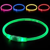 AUAUY LED Light Up Dog Collar Green USB Rechargeable Water Resistant Reflective view 8
