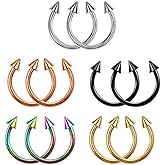 Zynova 10Pcs 16G Stainless Steel Spike Lip Rings Snake Bite Jewelry Horseshoe Septum Ring Cartilage Helix Tragus Hoop Earrings Body Piercing Jewelry for Women Men 8mm 10mm