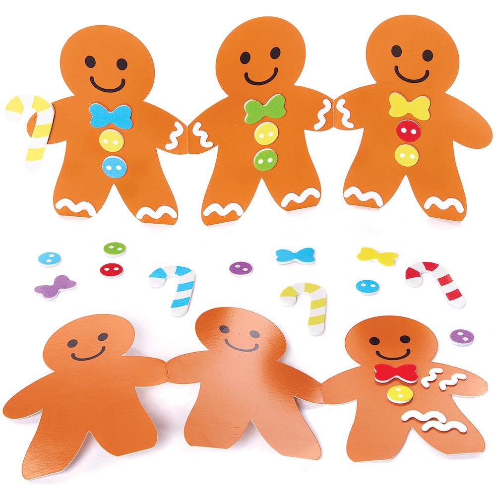 Baker Ross FX299 Gingerbread Man Mix and Match Card Kits - Pack of 6, Make Your Own Christmas Card Kit for Kids, Kids Blank Cards, Kids Christmas Craft, White