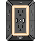 Multi Plug Outlet, Outlet Expanders, ONDOG Surge Protector with 6-Outlet Extender and 2 USB Ports and Night Light, 3-Sided Po