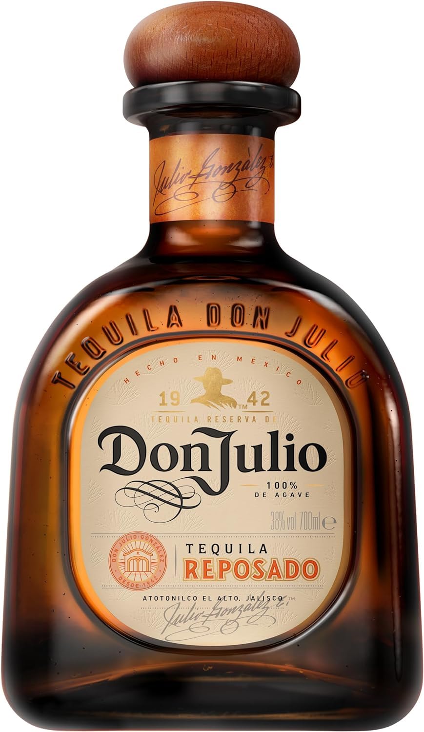 Don Julio Reposado, Premium Tequila aus Jalisco, Mexiko, 100 % blaue Agave, 8 Monate im Eichenfass gereift, pur, als Paloma- und Margarita-Cocktail, 38 % Vol, Einzelflasche, 700 ml