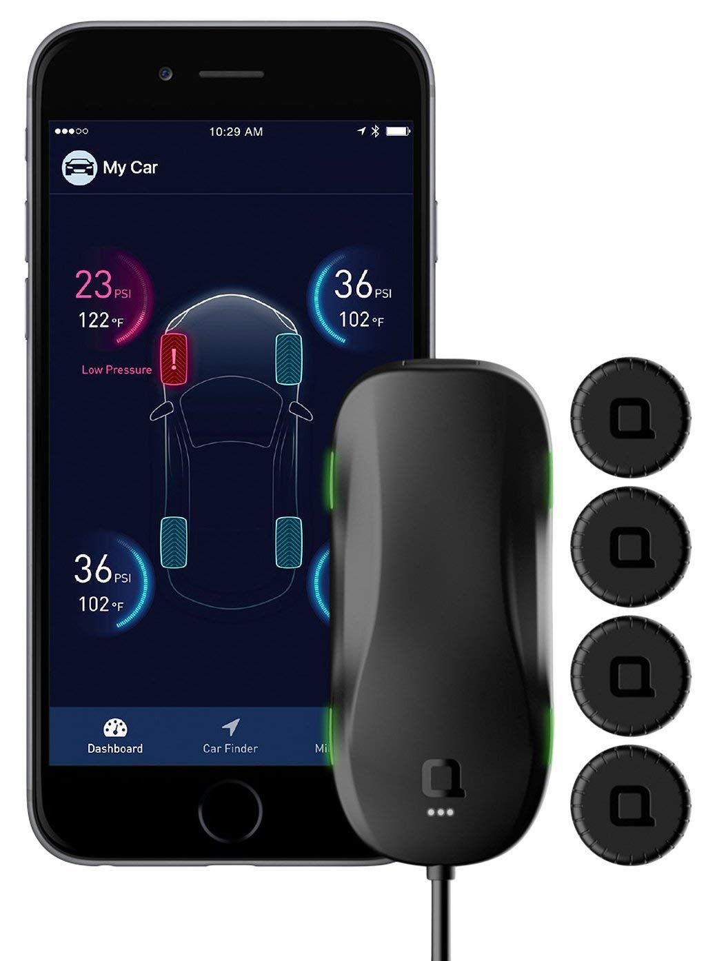 Nonda Zus AccurateTemp® Smart Tire Safety Monitor, Tpms with APP, Slow Leak Detection, Real Time Pressure & Temperature Alerts, Tire Pressure Monitoring System with 4 Upgraded External Cap Sensors