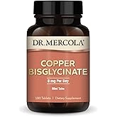 Dr. Mercola Copper Bisglycinate, 90 Servings (180 Tablets), Dietary Supplements, 8 mg Per Day, Mini Tabs, Supports Overall Health, Non GMO
