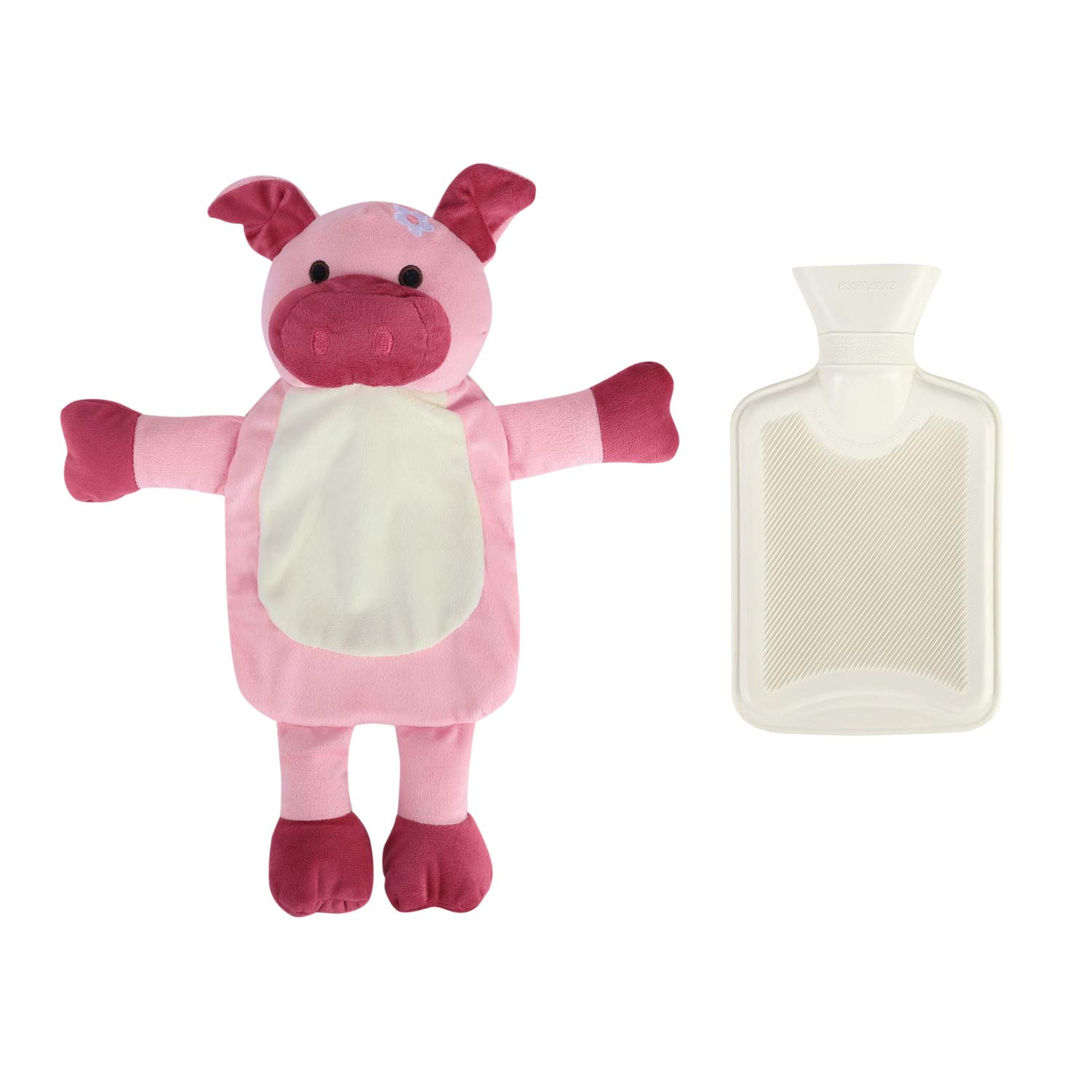 Large Warm Hot Water Bottle with Plush Soft Cover 1 Litre Detachable Hot Water Bag Cartoon Furry Animal Leakproof Warmer Bottle for Neck, Shoulder, Back, Hand, Feet, Winter Gifts