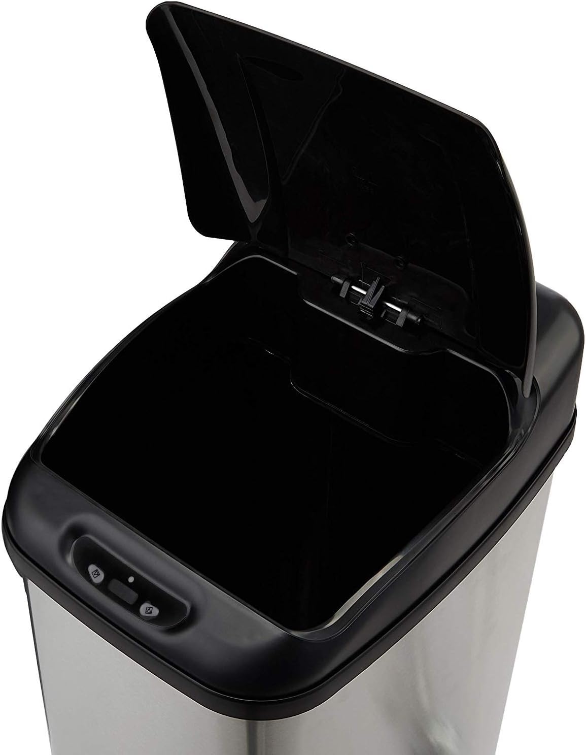 Amazon Basics Stainless Steel Rectangular Dustbin for Narrow Spaces with Hands-Free Motion Sensor, 50 L / 13.2 gallons, Black,Silver - Image 4