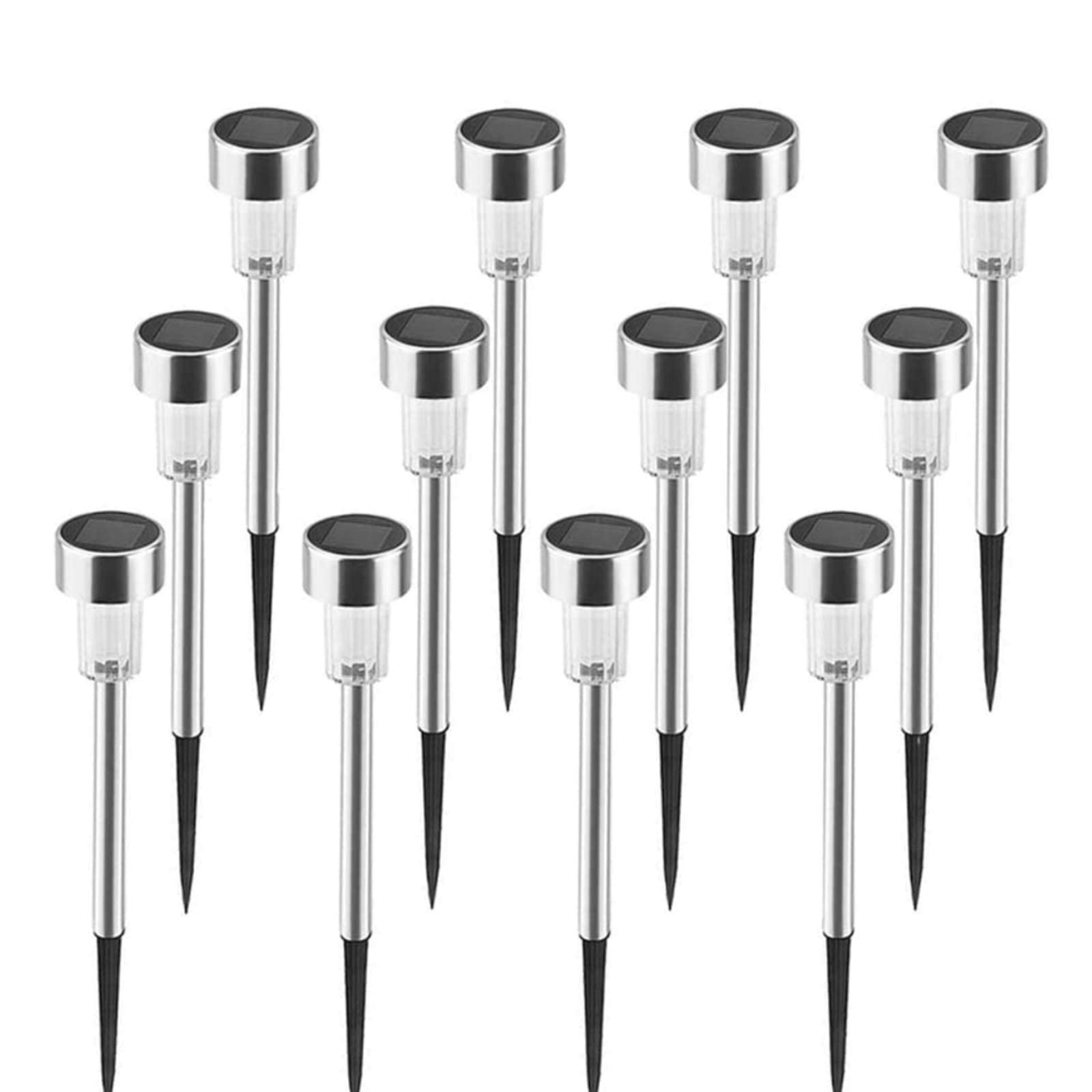 LEDガーデンライト 12本セット 屋外 防水ソーラーライト 埋め込み式 光センサーで夜間自動点灯 防犯 ソーラー発電 ガーデン/庭/芝生/公園/アウトドア 昼白色商品画像