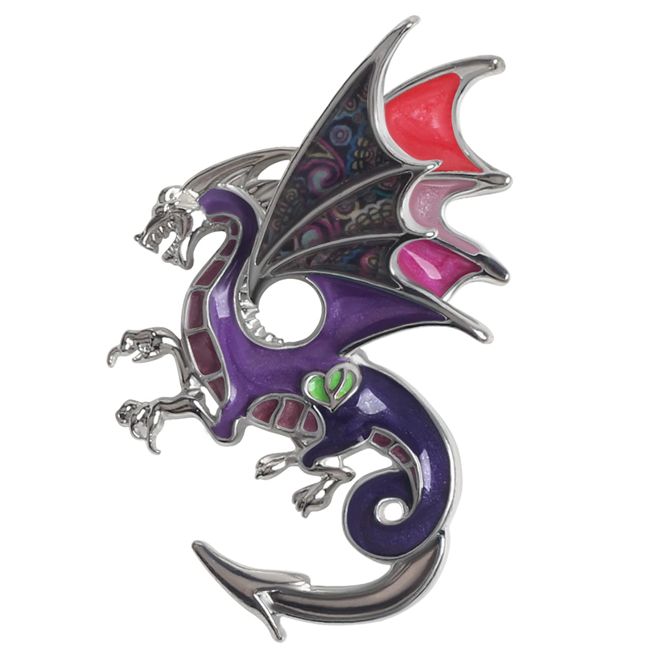 BONSNY Enamel Alloy Fantasy Dragon Brooch Dinosaur Pins Jewellery for Women Girls Scarf Clothing Accessories Gift (Violet)