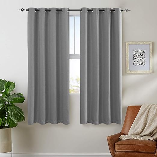 Amazon Com Jinchan Blackout Curtain Grey 54 Inch Linen Textured