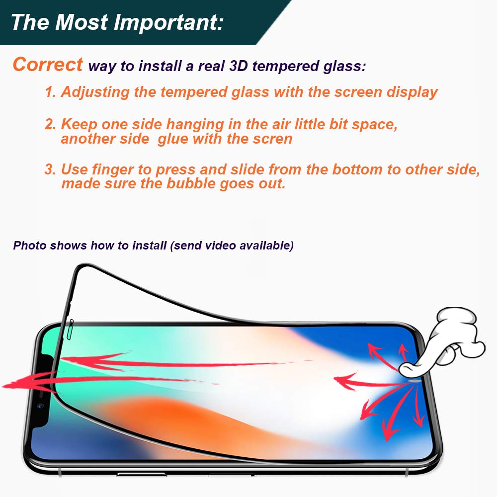 for iPhone XR Screen Protector Tempered Glass 6.1 Inch High Transparent 9H Hardness 3D Arc Edge Full Coverage Anti Scratch Fingerprint 1Pack