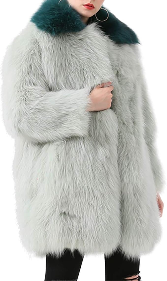 JNINTH Women Real Fox Fur Winter Coat Luxury Furs Coat Fashion Long