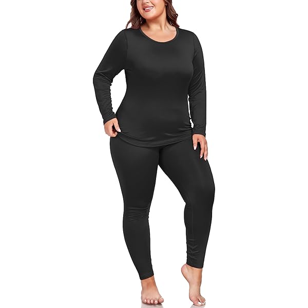Ropa Interior Térmica Para Mujer, Algodón De Peso Medio Largo Ropa Interior Polar Largo John Base Capa Set, M, Gris Claro Jaspeado (sin Forro Polar De Algodón