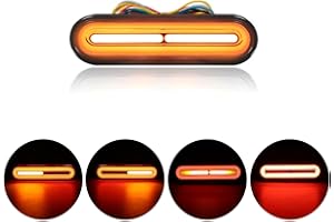 Alopee 5" Universal Motorcycle Brake Light with Turn Signals 12V-80V Compact Dual Color Dirt Bike Light IP67 Waterproof for ATV Tail Light Scooter Bike Truck Trailer and Golf Cart (1 Pack)