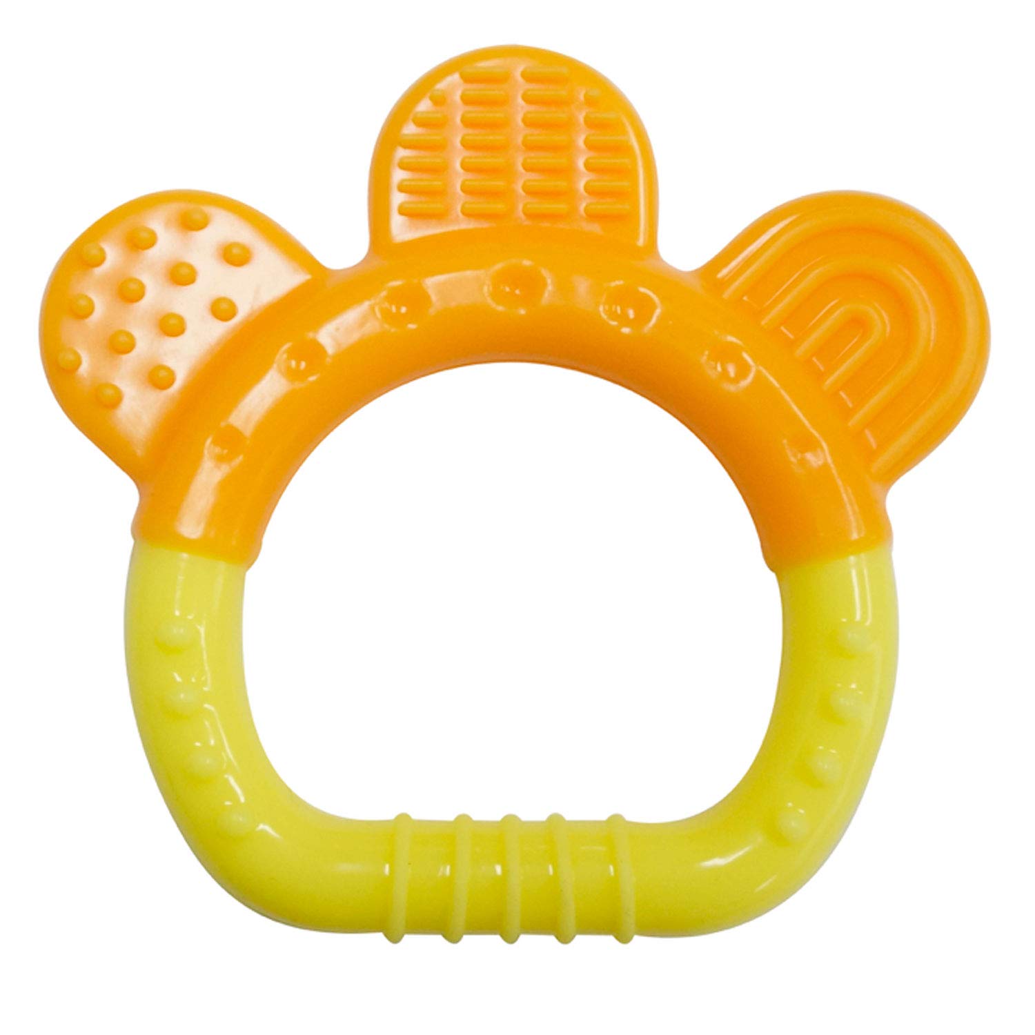 PREMYO Teething Toy for Baby Teether Silicone - Soothes Sore Gum Pain - Easy to Grab BPA Free Yellow Orange