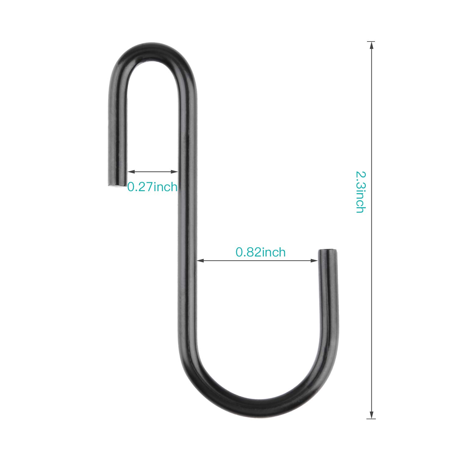 Demaxiya 36 Pack Heavy Duty S Hooks, Black S Shaped Hooks for Kitchen, Bathroom, Bedroom, and Office, Metal Steel Hanging Hangers Hooks for Kitchenware Spoons, Pans, Pots and More