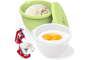 PQPO Silicone Liners Compatible with KitchenAid 4.5-5 Quart Tilt-Head mixer Bowl,2 Liners with Lids（White＋Green）