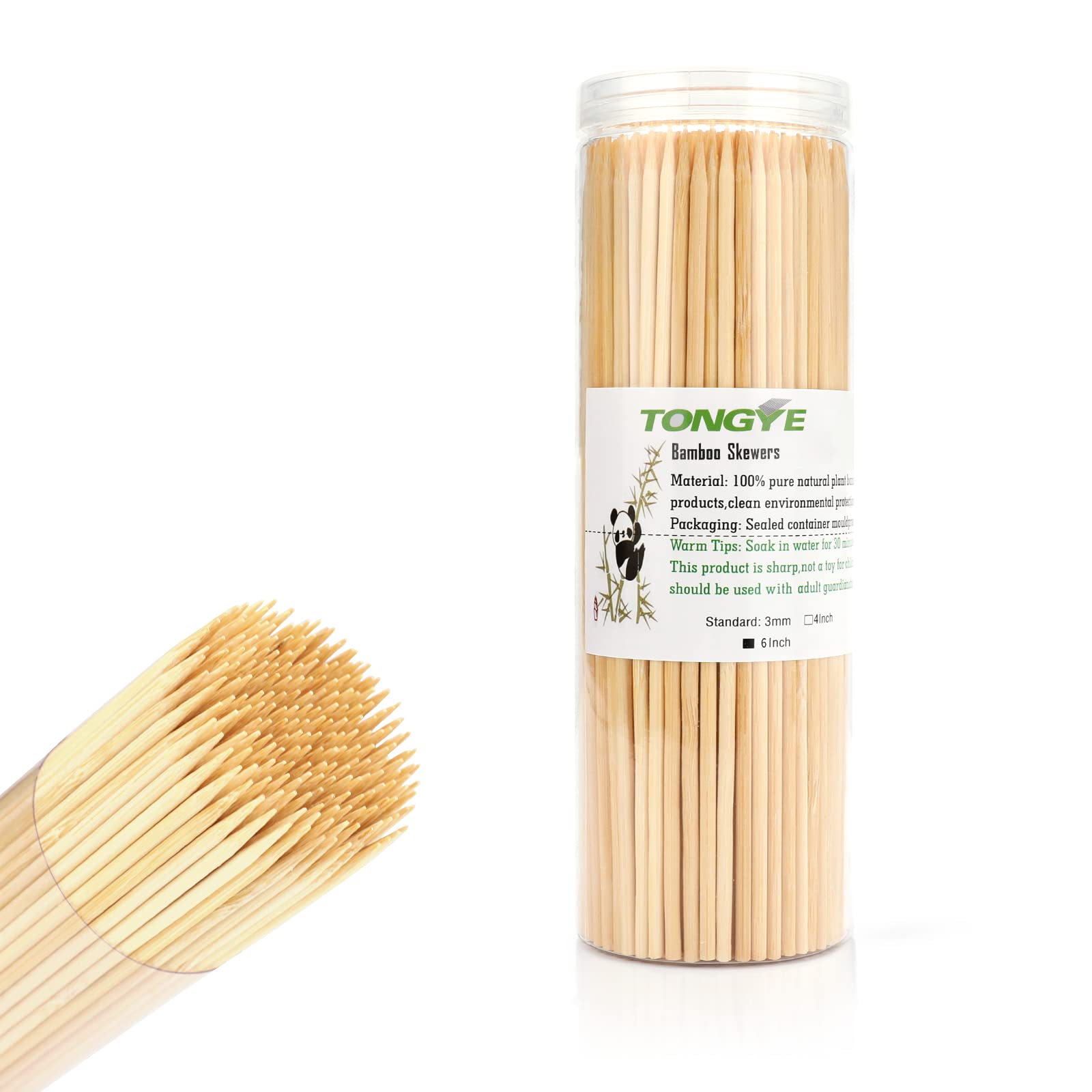 Photo 1 of TONGYE [200 PCS] 6 inch Bamboo Skewers, Premium Wooden Skewers Without Splinters, Skewers for Grilling, BBQ, Appetizer, Fruit Kabobs, Chocolate Fountain, Cocktail Toothpicks, and Food Skewer Sticks.