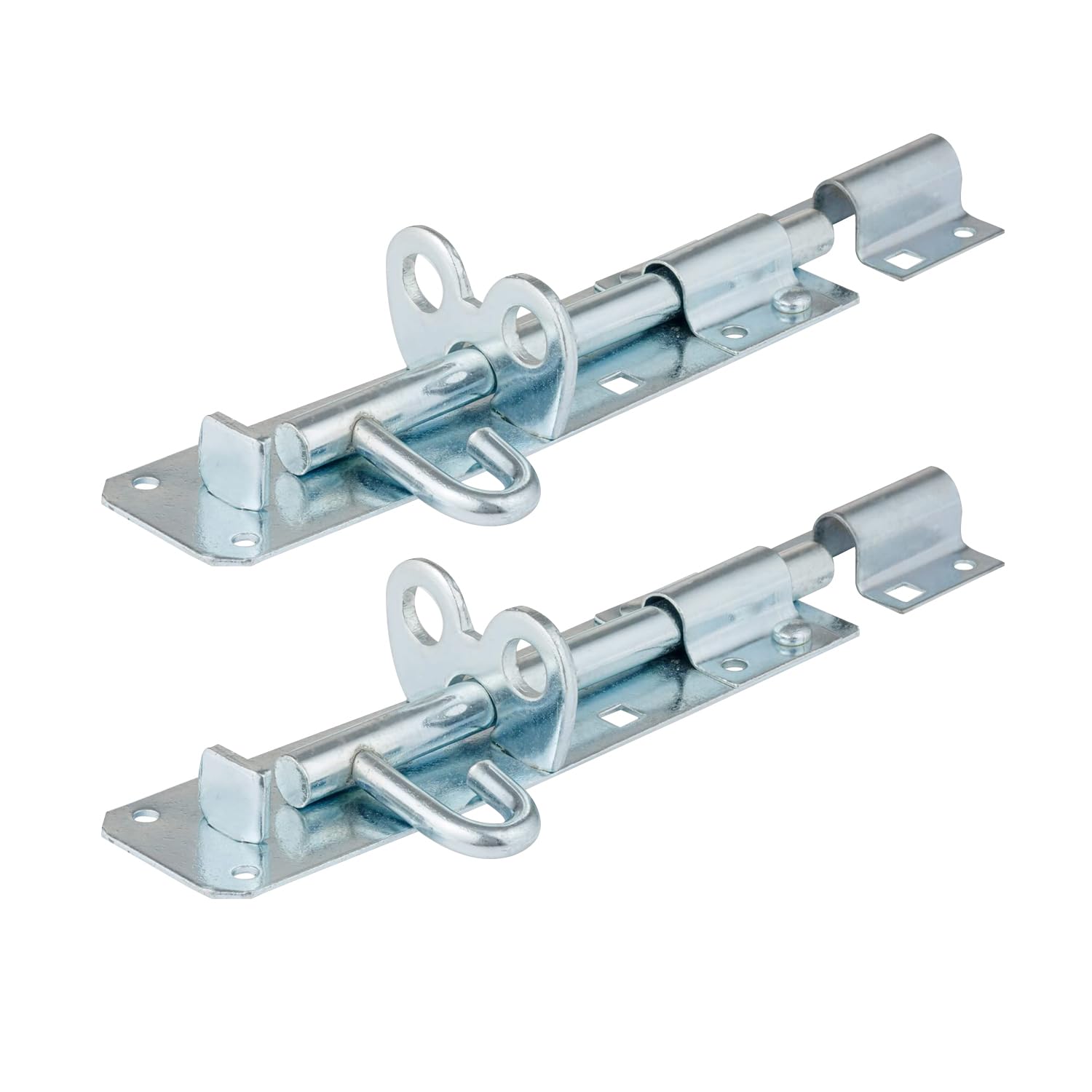 Primes DIY 2 Pieces 200mm (8”) Brenton Gate Bolt Door Lock, Sliding Padbolt with Zinc Plated Galvanised Finish - Gate Bolts for Wooden Gates, Garden, Shed & Garage Door Lock