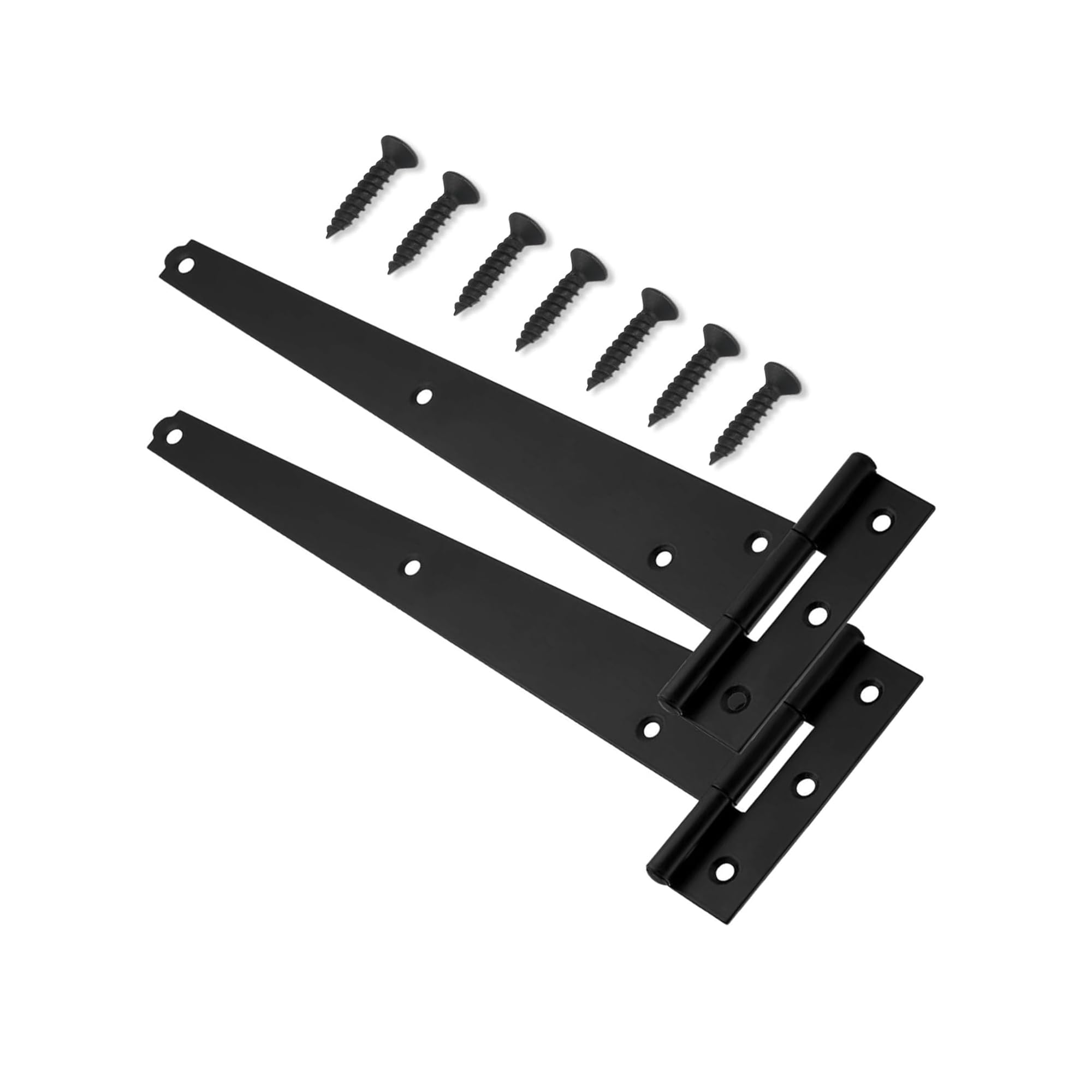 Prime DIY 1 Pair 200mm T-Hinge Black Japanned – Heavy Duty Metal Tee Hinges with Rustproof, Weather Resistant Powder Coating – Strong T Strap Hinges Ideal for External Gates, Doors & Garden Sheds