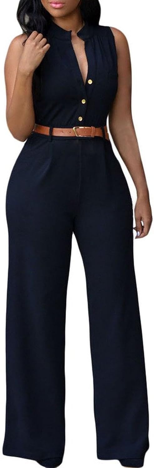 plunge belted jumpsuit