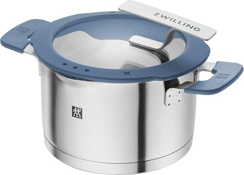 Juego de ollas ZWILLING Simplify de 5 piezas, con pico vertedor, asas que no se calientan, aptas para inducción, acero inoxidable, azul