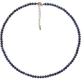 Lightock Simple Choker Necklace for Women Real Stone and Crystals Necklaces 4mm Beaded Choker Jewelry Meditation Gift for Women (16"+2")