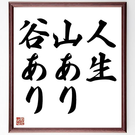 Amazon 書道色紙 名言 人生 山あり谷あり 額付き 受注後直筆 千言堂 Z3781 インテリア オンライン通販