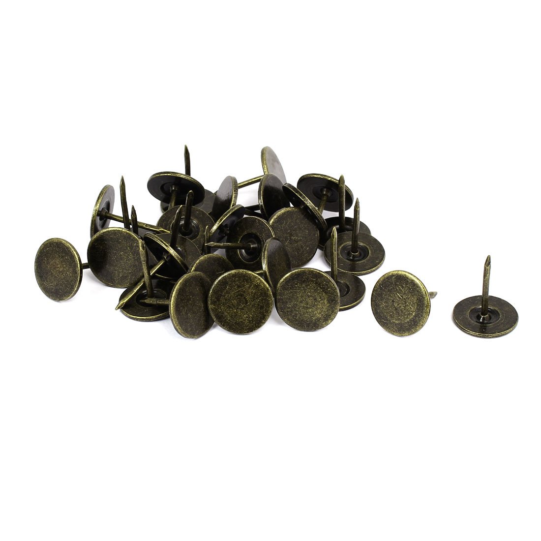 sourcingmap Upholstery Nails Tack, 16mm Head Dia 20mm Length Metal Round Thumb Push Pins Bronze Tone for Furniture Sofa Headboards, 30 Pcs