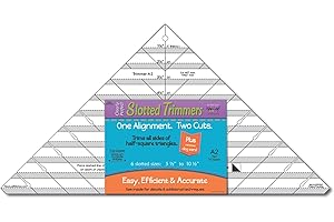 Cleary Perfect Slotted Trimmer A2 by New Leaf Stitches – Quilting Ruler Template and Stencil for Cutting All Sides of Larger Half Square Triangles – 6 Slotted Sizes 5.5 Inch to 10.5 Inch