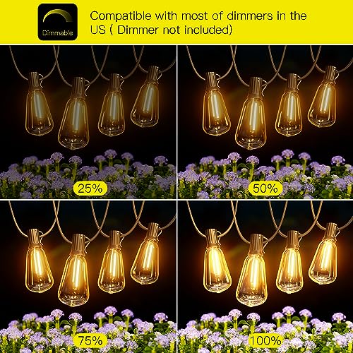OHLUX Outdoor String Lights,180FT Shatterproof Patio Lights with 94 Dimmable ST38 LED Vintage Edison Bulb,Weatherproof 2200K Connectable Outside Hanging Lights for Deck Porch Cafe Garden Yard