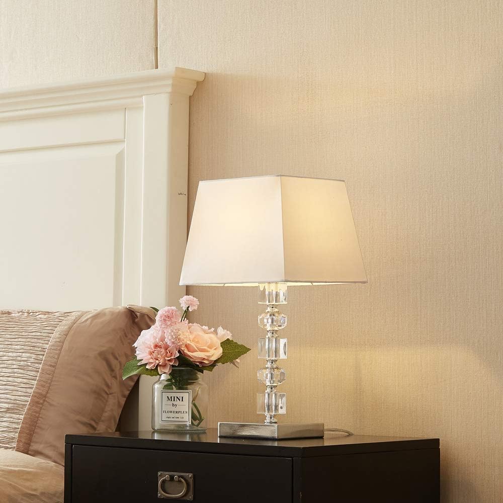 KXQIN Modern Style White Square Fabric Shade Crystal