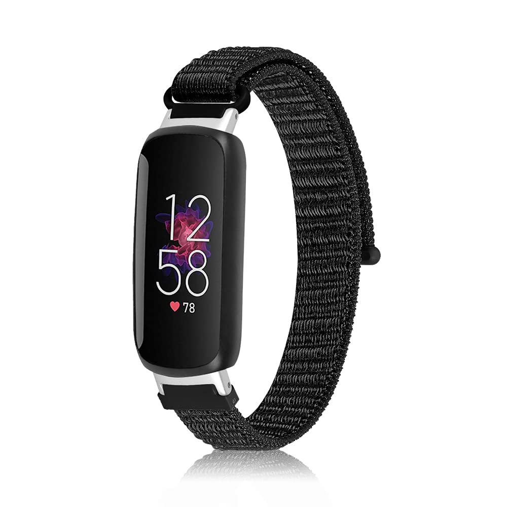 Niboow Strap Compatible with Fitbit Inspire 3, Men Women Children Nylon Soft Lightweight Breathable Watch Bands Compatible with Fitbit Inspire 3 - Black