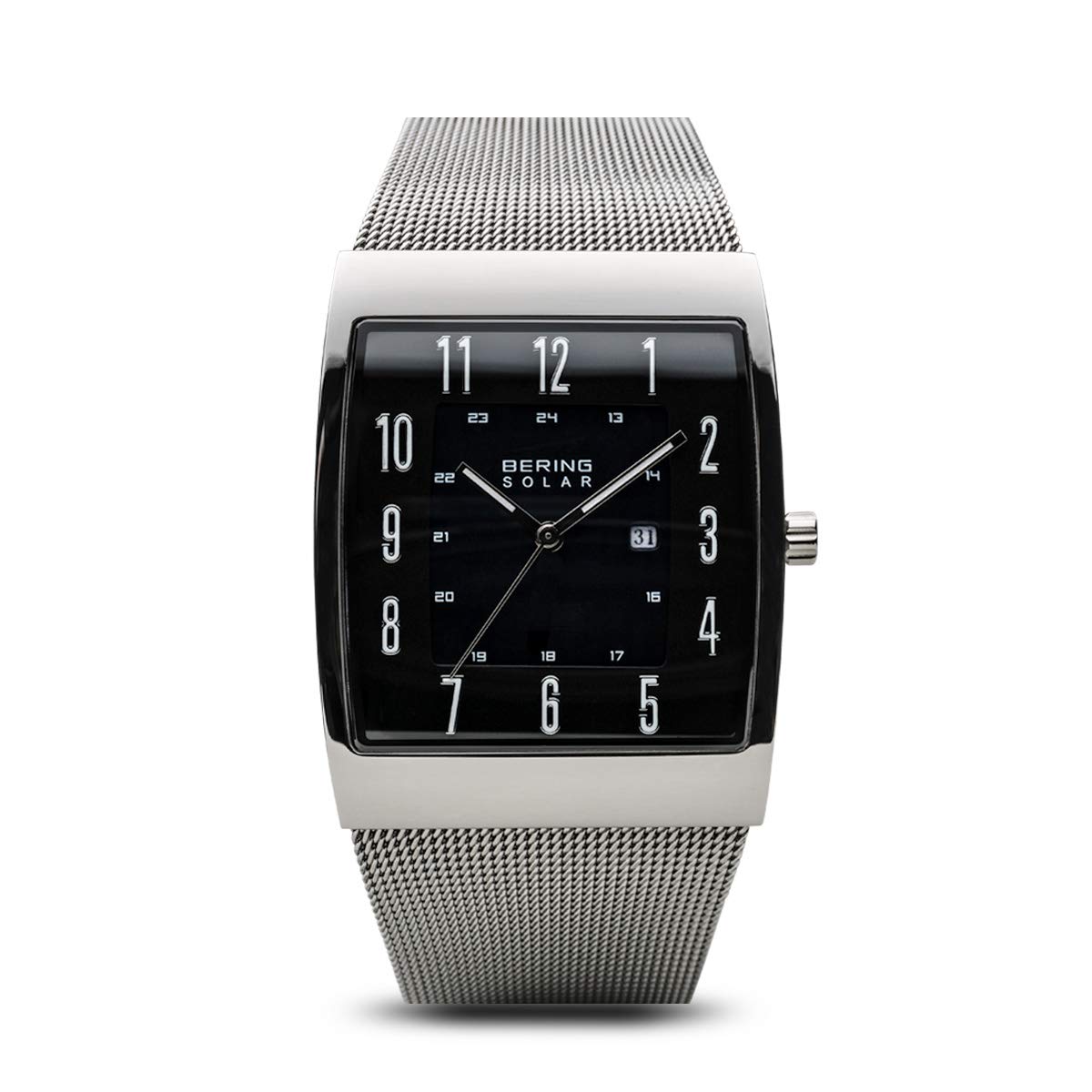 BERING Men Analog Solar Collection Watch with stainless steel Strap and Sapphire Crystal 16433-002, Silver, 33 mm