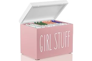 DRASTAR Tampon Holder for Bathroom, Pink Lady Stuff Box for Bathroom Accessories, Pink Bathroom Decor,Feminine Product Organizer, Pad Organize Case with hinged lid, Shark Week Tampon Storage