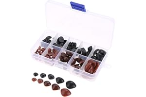 Yetaha 150Pcs Black&Brown Plastic Nose, 5 Sizes Craft Triangle Nose for Stuffed Animals Doll, Bear, Dog, Puppet DIY Making Su