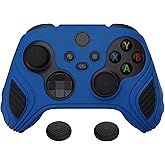 PlayVital Scorpion Edition Two-Tone Anti-Slip Silicone Case Cover for Xbox Series X/S Controller, Soft Rubber Case for Xbox Core Wireless Controller with Thumb Grip Caps - Blue & Black