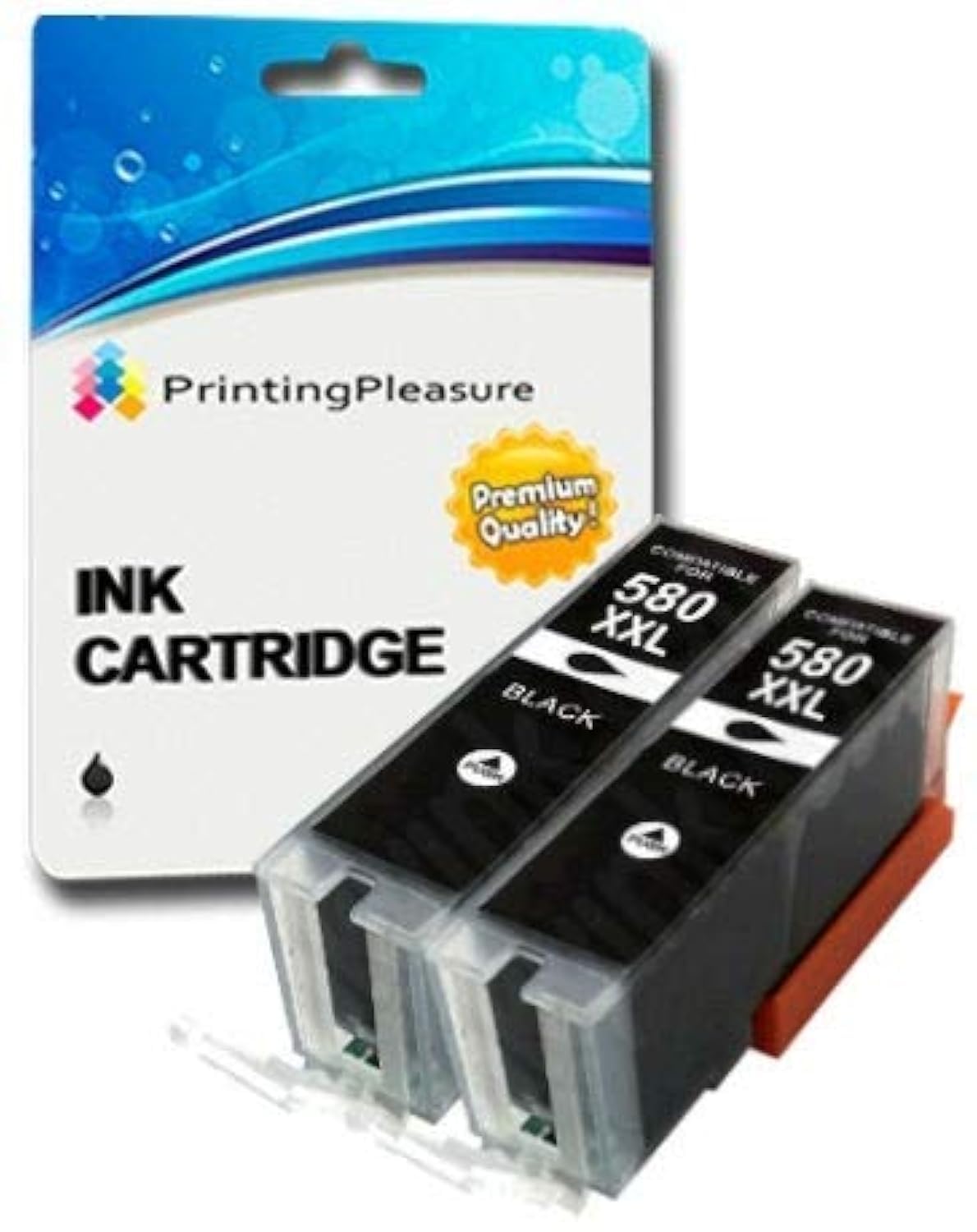 2 PIGMENT BLACK Compatible PGI-580XXL PGBK Printer Ink Cartridges for Pixma TR7550, TS6151, TS6251, TS6350, TS6351, TS705, TS8152, TS8251, TS8252, TS9550, TS9551, TS9551C | PGI-580PGBK XXL