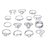 wpOP59NE Ring Set, 15Pcs/Set Bohemian Women Heart