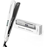 WELLZONI Flat Iron Hair Straightener - 1.4" Wide Plate, 15s Fast Heating with 37 Temp Settings 122-450°F, Dual Voltage Ionic Ceramic Flat Iron for All Hair Types with Auto Shut-Off