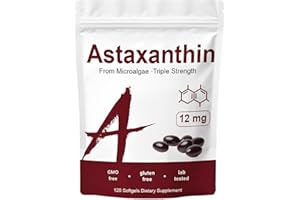 Rulinal Astaxanthin 12mg, Premium Astaxanthin Antioxidant Supplements, Supports Immune, Skin, Eye & Joint Health-Non-GMO, Gluten-Free, 4 Month Supply, 120 Servings