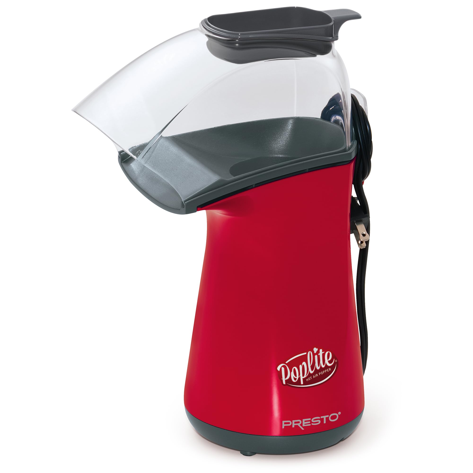 Photo 1 of Presto 04863 Poplite Hot Air Popcorn Popper - Built-In Measuring Cup + Melts Butter, Easy to Clean, Built-In Cord Wrap, 18 Cups, Red