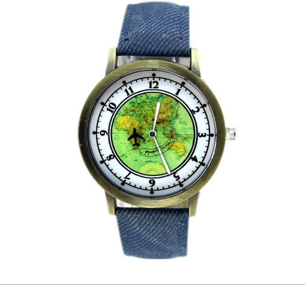 World Map Pattern Floating Airplane Watch:125