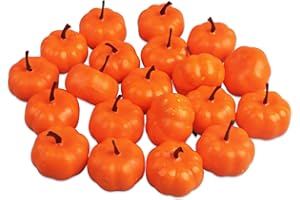 Songjum 20Pcs Mini Artificial Pumpkins Very Realistic Autumn Pumpkin Decorations Fall Pumpkin Decorations for Fall Wedding Halloween Thanksgiving Tabletop Autumn Harvest Decorations