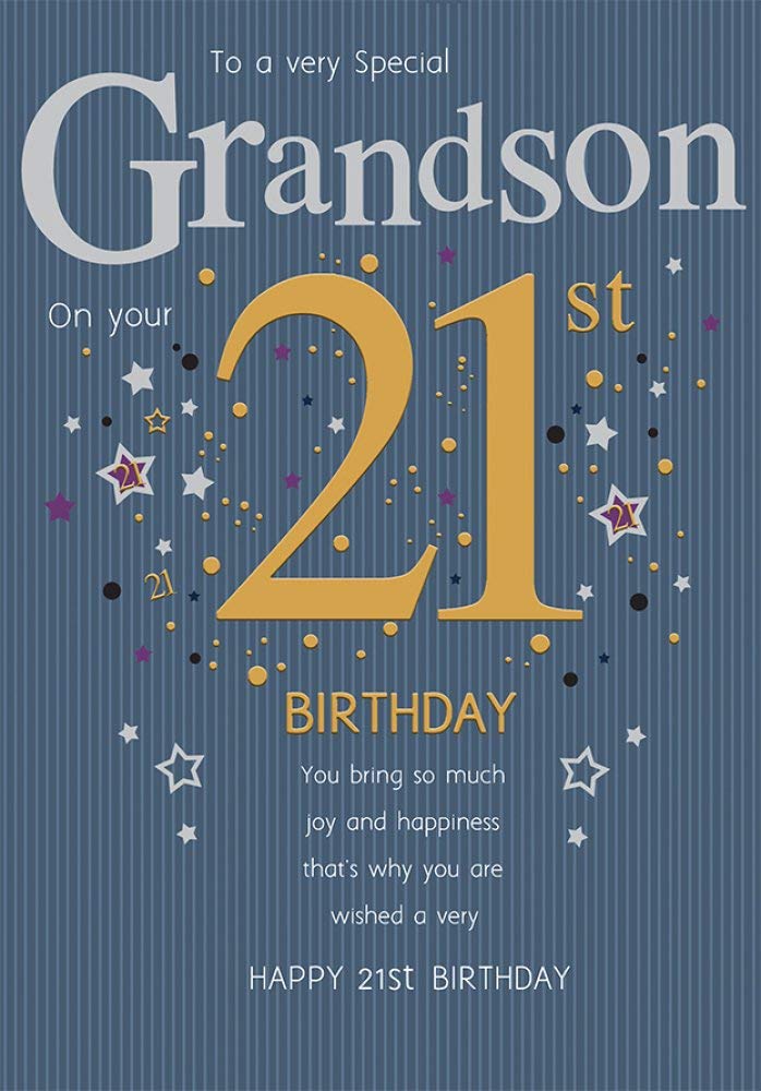 Piccadilly Greetings Group Ltd STUNNING TOP RANGE A VERY SPECIAL GRANDSON ON YOUR 21ST BIRTHDAY GREETING CARD, blue, 10 x 7